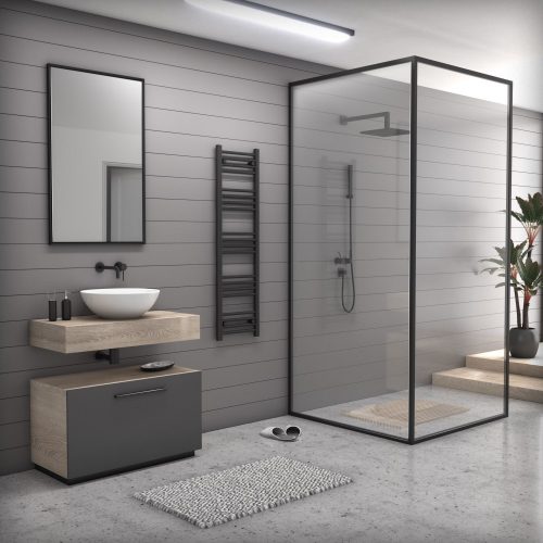 törölközőszárító radiátor 40 x 140 cm (Fekete)