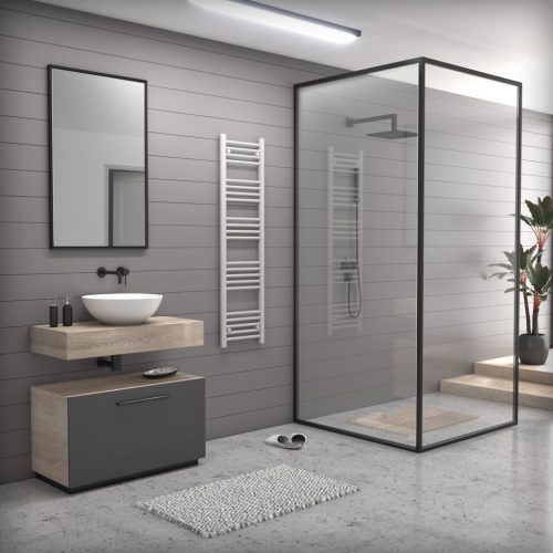 törölközőszárító radiátor 40 x 140 cm (Fekete)