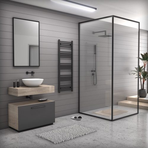 Törölközőszárító radiátor 50 x 140 cm - Nero Italia (fekete)