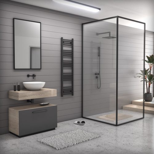 Törölközőszárító radiátor elektromos fútőpatronnal 40 x 150 cm - Nero Italia 400W (fekete)