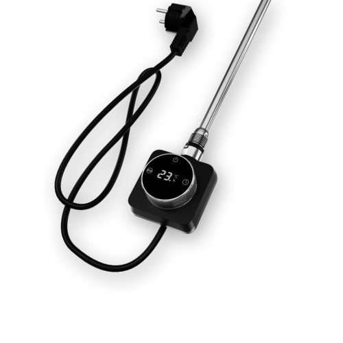 Törölközőszárító radiátor elektromos fútőpatronnal 30 x 160 cm - Nero Italia 400W (fekete)