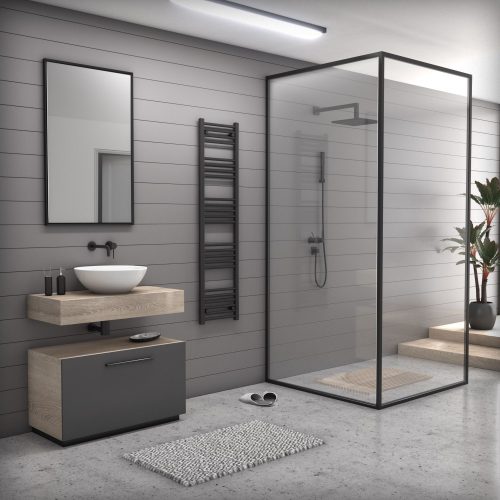 Fekete törölközőszárító radiátor 40 x 160 cm