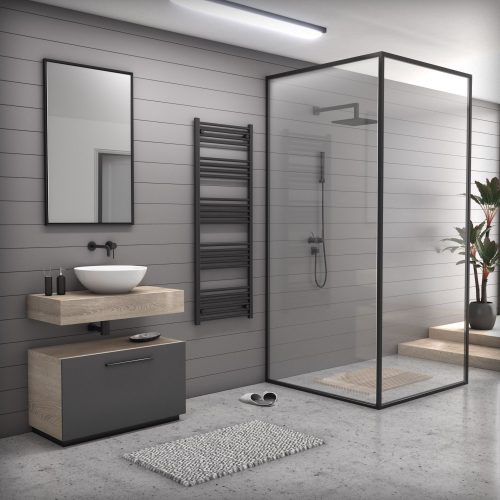 Fekete törölközőszárító radiátor 60 x 160 cm