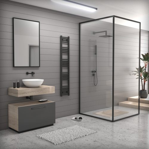 Fekete törölközőszárító radiátor 40 x 170 cm