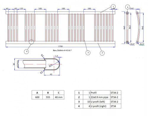 Törölközőszárító radiátor elektromos fűtőpatronnal 60 x 170 cm - Nero Italia AF-05-800W (fekete)