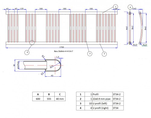 Törölközőszárító radiátor 60 x 170 cm - Nero Italia (fehér)