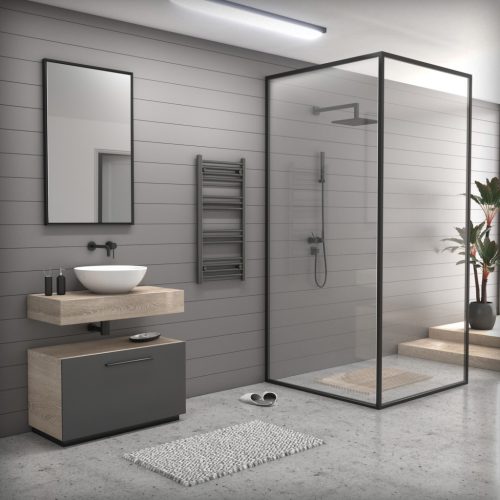 Törölközőszárító radiátor fekete színben  50 x 80 cm