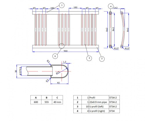 Törölközőszárító radiátor - 60 x 90 cm - fehér