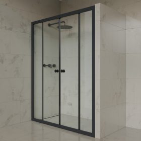   Welland DD-140 elhúzható zuhanyajtó - 140 cm - fekete profil