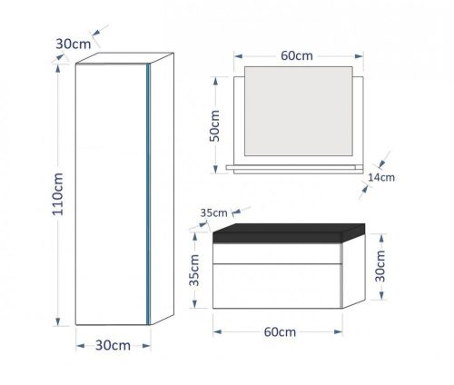 Venezia Dream I. fürdőszobabútor szett + mosdókagyló + szifon (fényes fekete)