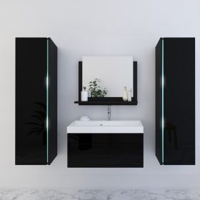   Venezia Dream II. fürdőszobabútor szett + mosdókagyló + szifon (fényes fekete)