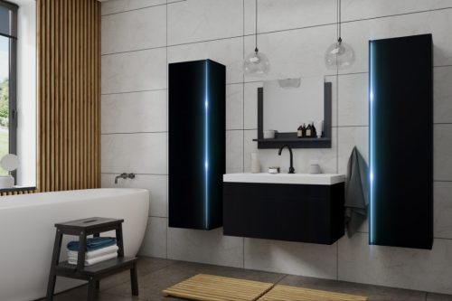 Venezia Dream II. fürdőszobabútor szett + mosdókagyló + szifon - 80 cm (matt fekete)