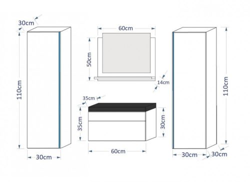 Venezia Dream II. fürdőszobabútor szett + mosdókagyló + szifon (fényes fehér)