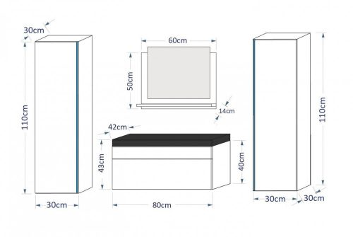 Venezia Dream II. fürdőszobabútor szett + mosdókagyló + szifon - 80 cm (matt fehér)