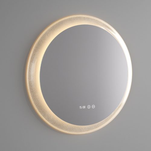 Welland Type-E33 LED tükör - LED tükör - fényerő + színhőfok állítás + páramentesítő + óra - Ø 60 cm