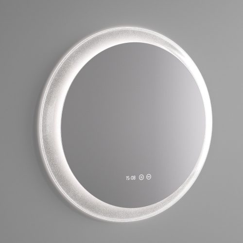 Welland Type-E33 LED tükör - LED tükör - fényerő + színhőfok állítás + páramentesítő + óra - Ø 60 cm
