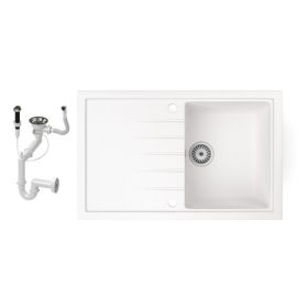 Gránit mosogató NERO Eris + dugókiemelő (fehér)