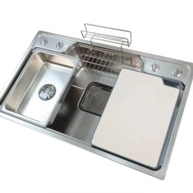 Acél mosogatótálca Nero Italia + szárítókosár + szifon
