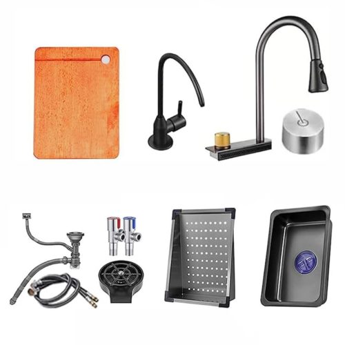 Acél mosogatótálca Nero Italia + szárítókosár + szifon