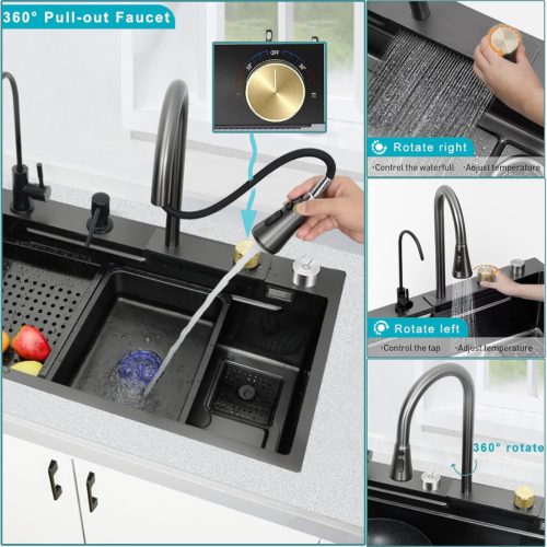 Acél mosogatótálca Nero Italia + szárítókosár + szifon