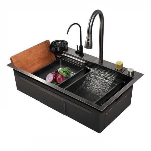 Acél mosogatótálca Nero Italia + szárítókosár + szifon