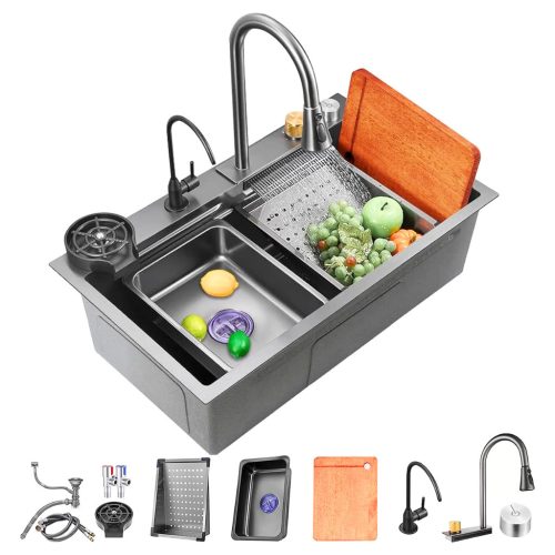 Acél mosogatótálca Nero Italia + szárítókosár + szifon