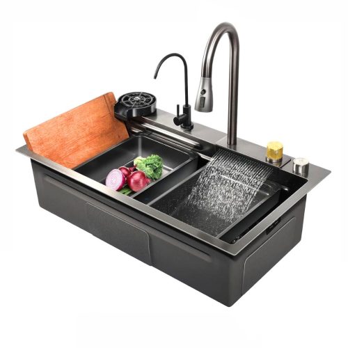 Acél mosogatótálca Nero Italia + szárítókosár + szifon