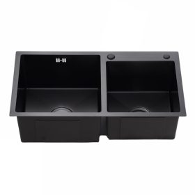 Acél mosogatótálca Nero Italia 78 x 43 cm + szárítókosár + szifon - fekete