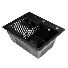   Acél mosogatótálca Nero Italia HS5040 + szárítókosár + szifon (fekete)