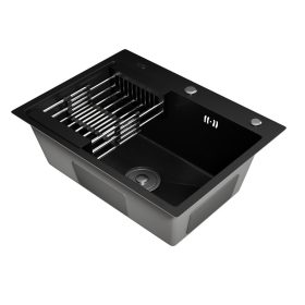 Acél mosogatótálca Nero Italia + szárítókosár + szifon