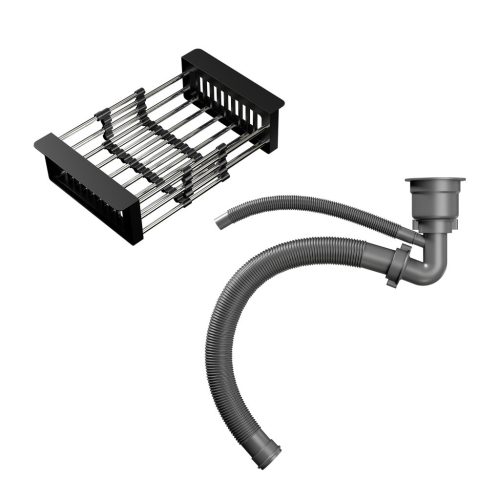 Acél mosogatótálca Nero Italia + szárítókosár + szifon