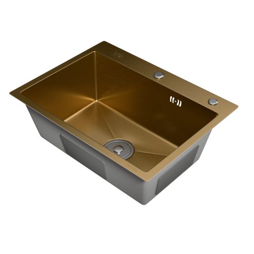 Acél mosogatótálca Nero Italia HS5040 + szárítókosár + szifon - arany