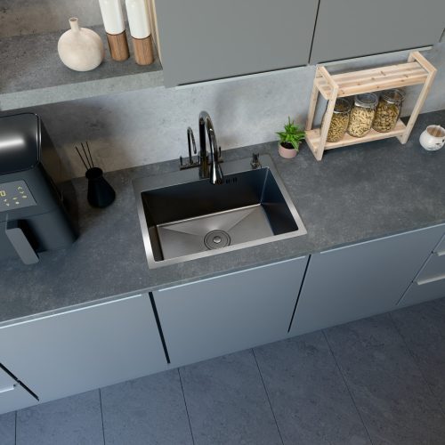 Acél mosogatótálca Nero Italia HS5040 + szárítókosár + szifon