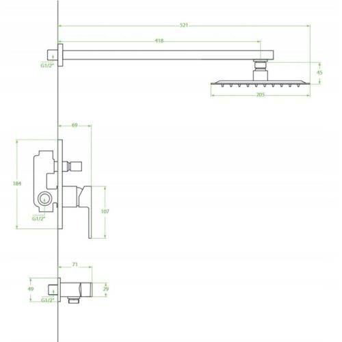 Welland Wall-Pro falsík alatti zuhanyrendszer - króm
