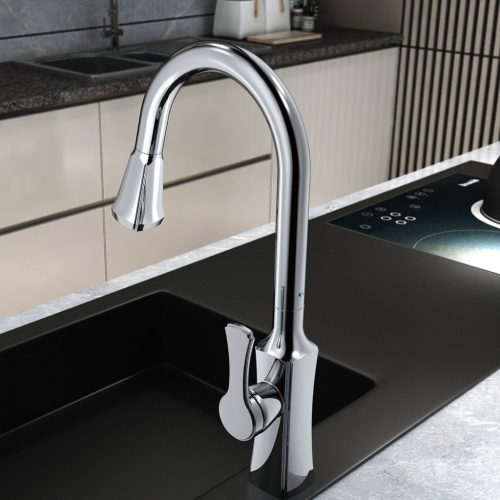 Welland FH-3398 mosogató csaptelep - kihúzható multifunkciós fej (króm)