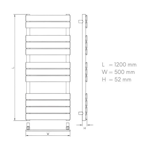 Design radiátor NERO Italia Largo - 50 x 120 cm (fekete)