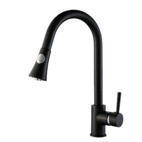 SNAKE gránit mosogató csaptelep - kihúzható fejjel - Fekete - nem szemcsés