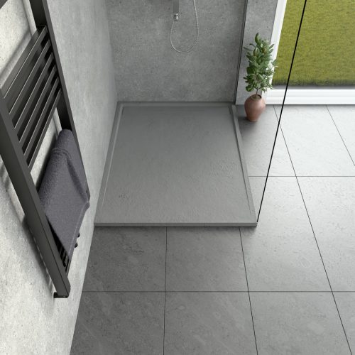 Welland kőhatású zuhanytálca szifonnal 90 x 120 cm - szürke