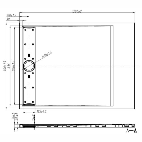 Welland kőhatású zuhanytálca szifonnal 90 x 120 cm - szürke