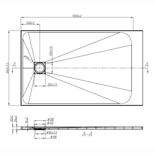 Welland Slim kőhatású zuhanytálca 80 x 130 cm