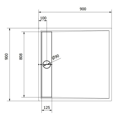 Kőhatású zuhanytálca - 90 x 90 cm - fehér