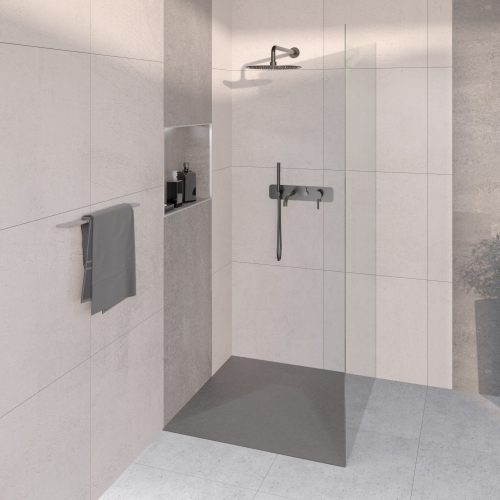 Kőhatású zuhanytálca - 90 x 90 cm - szürke