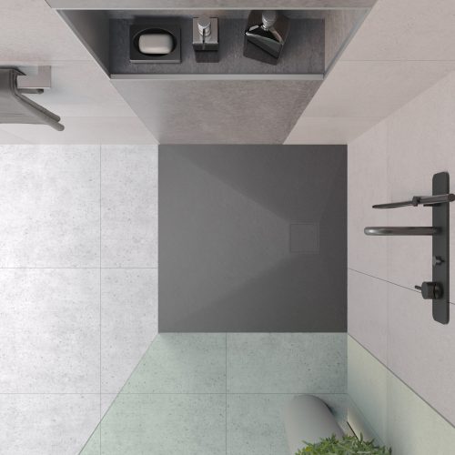 Kőhatású zuhanytálca - 90 x 90 cm - szürke