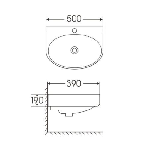 Welland falra szerelhető kerámia mosdó