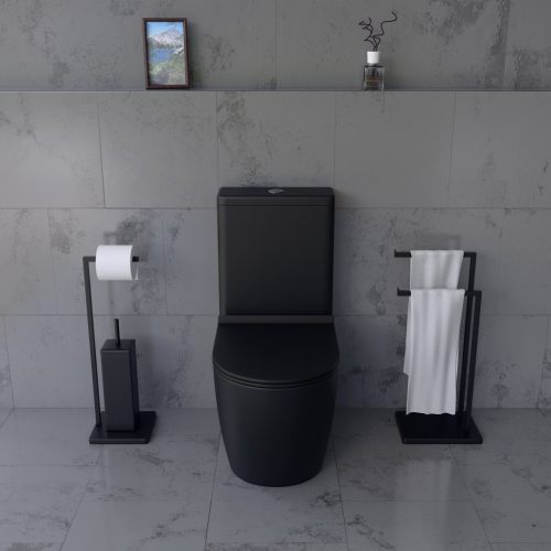 Welland H-7002 Tornado kompakt/monoblokk WC szett + soft-close slim WC ülőke - fekete