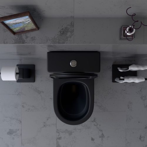 Welland H-7002 Tornado kompakt/monoblokk WC szett + soft-close slim WC ülőke - fekete