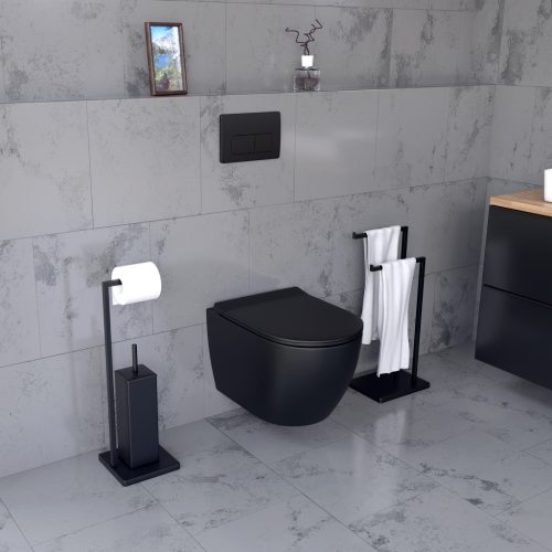 Welland Primo Tornado fali WC csésze + soft-close slim WC ülőke - fekete