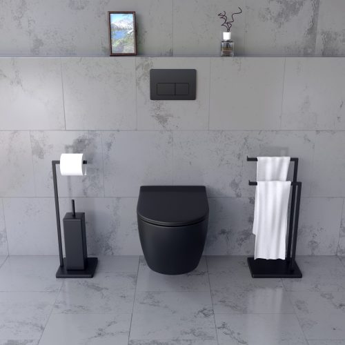 Welland Primo Tornado fali WC csésze + soft-close slim WC ülőke - fekete