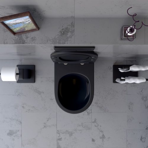 Welland Primo Tornado fali WC csésze + soft-close slim WC ülőke - fekete