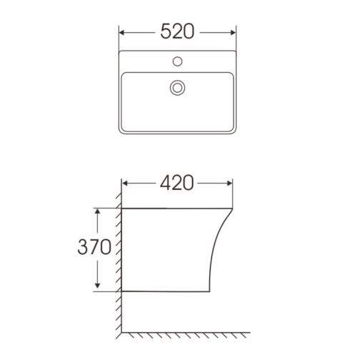 Welland falra szerelhető kerámia mosdó